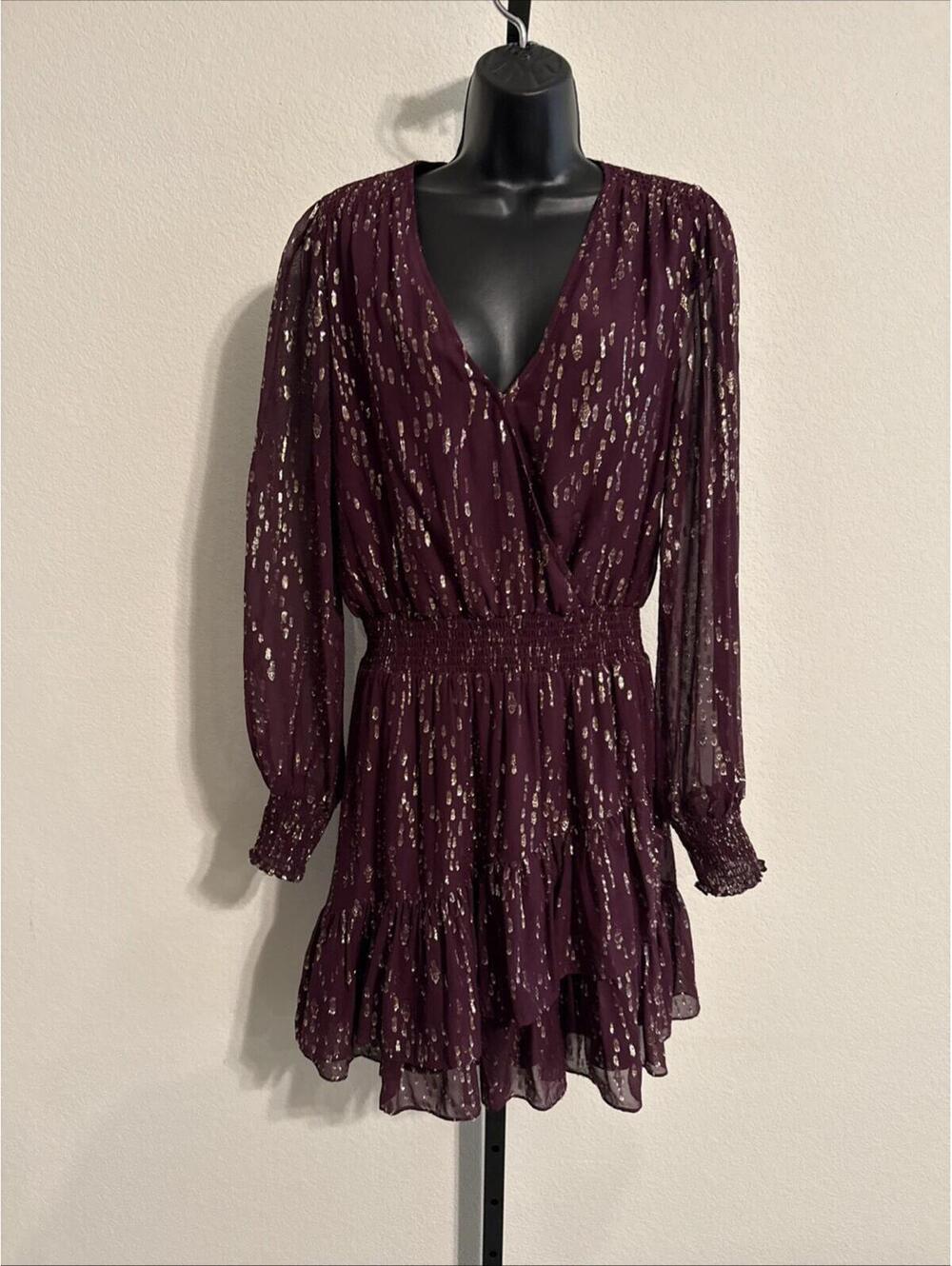 LILLY PULITZER Cristiana Silk V-Neck Midi Dress w/ Metallic Print - Sz 10